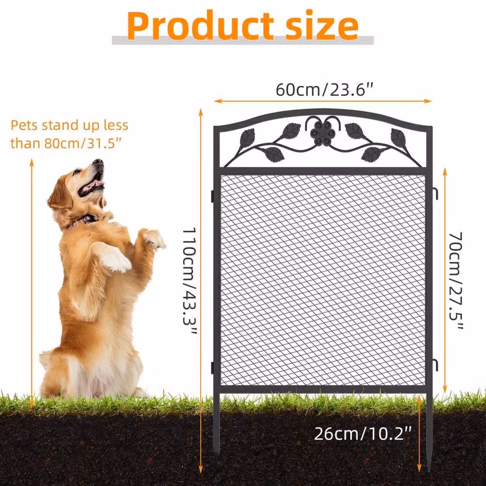 FLAVORA 5-Piece XXL Large Garden Fence Anti-Jumping Animal Barrier, Black, H 100 cm x W 15 cm – 2