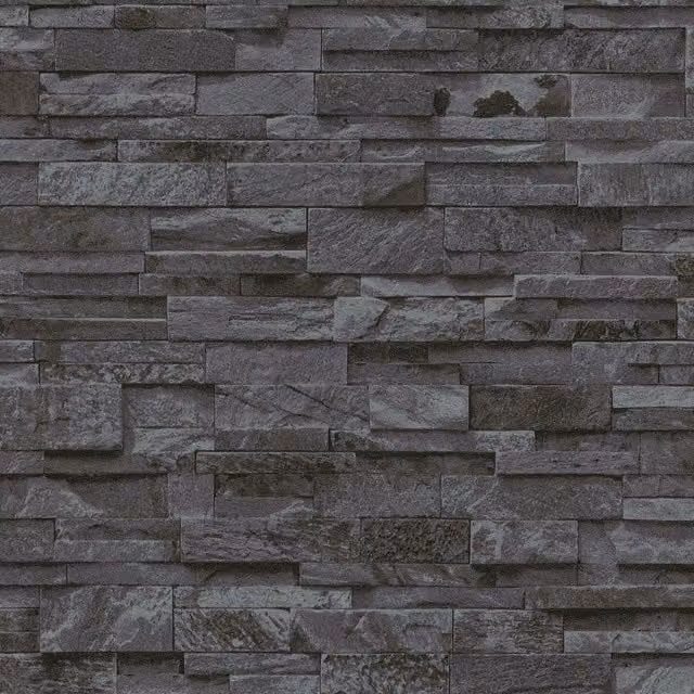 Erismann Pre-pasted Vinyl Wallpaper in Black Anthracite Stone Look