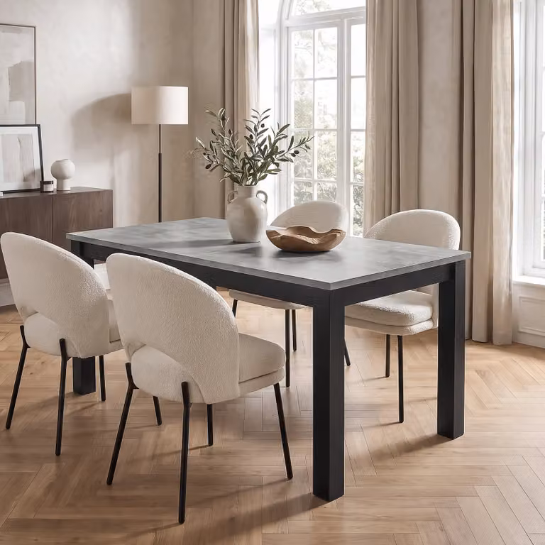 DHS Hartley Industrial Extendable Rectangular Dining Table in Grey and Black