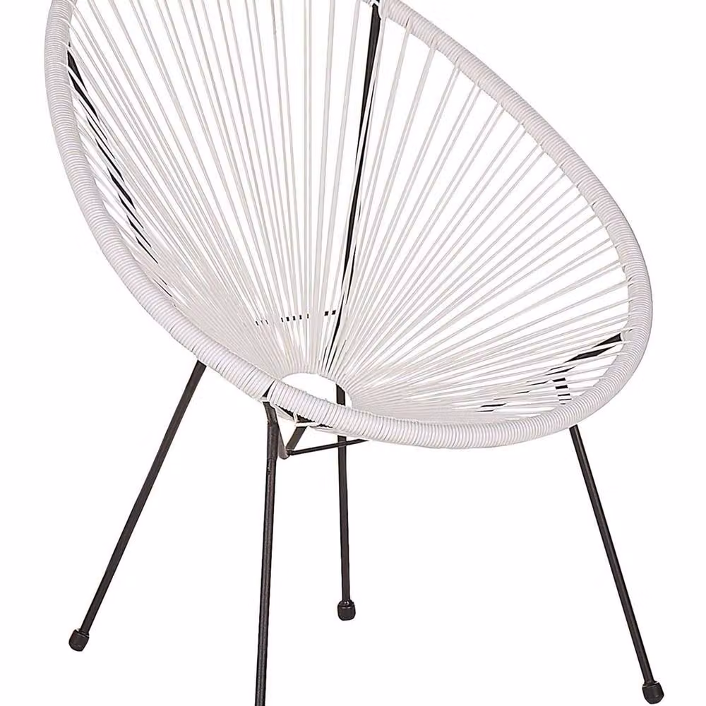 Wyld and Coco White PE Rattan Papasan Chair with Steel Frame for Indoor and Outdoor Use – 2