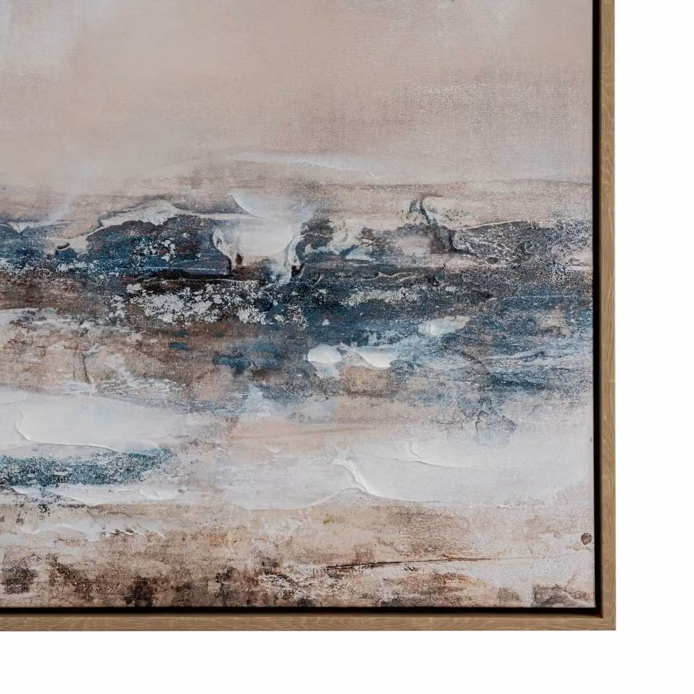 Wyld Haus Metsovo Abstract Landscape Hand Painted Framed Canvas in Multicolour, Blue and Brown – 3