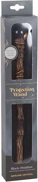 Uniqueful Black Obsidian Crystal Wand with Brown Pouch
