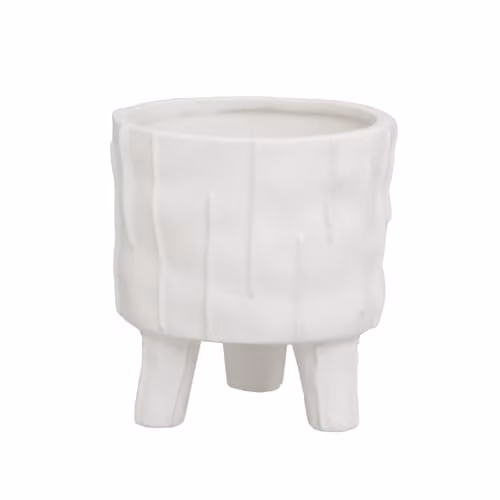 Orsina White Geometric Ceramic Tabletop Planter W/D/H: 27.94 x 30.48 x 27.94 cm