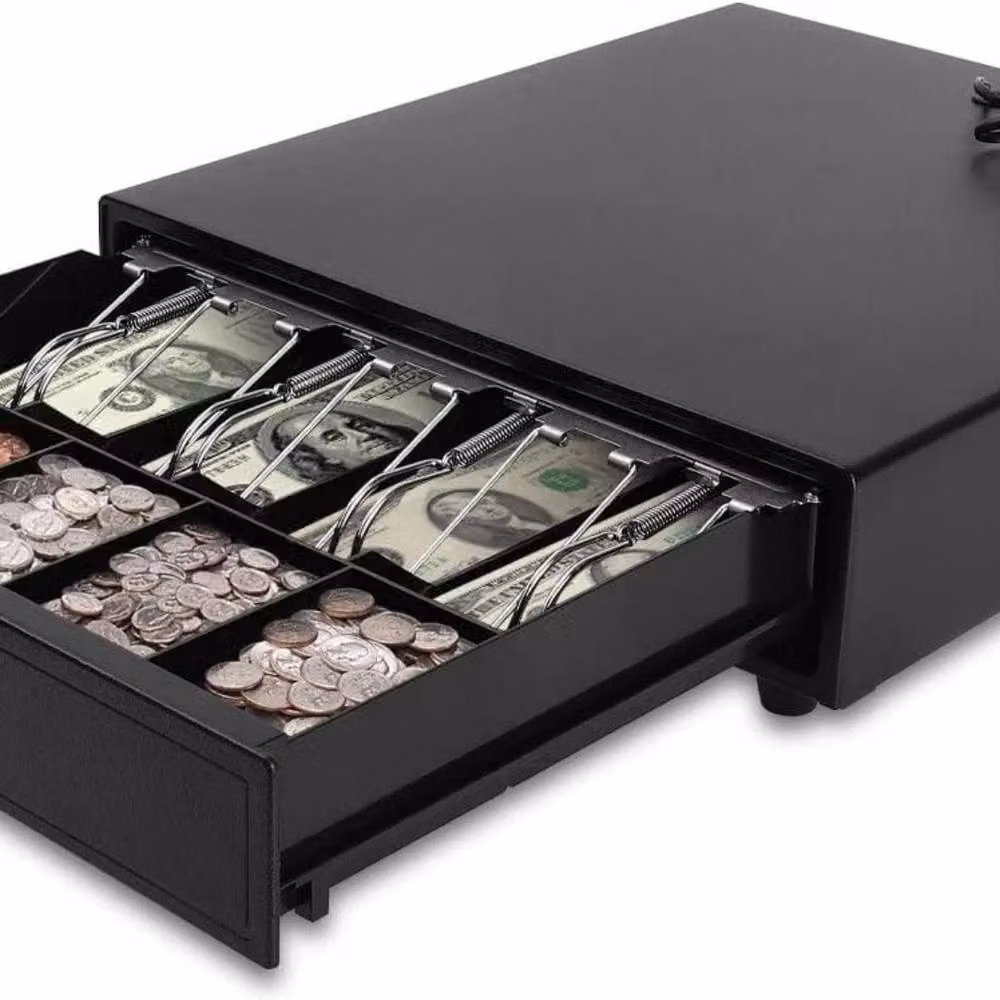 Kelvenix Cash Register Till Drawer with Removable Tray for 4 Bills and 5 Coins, Black – 3