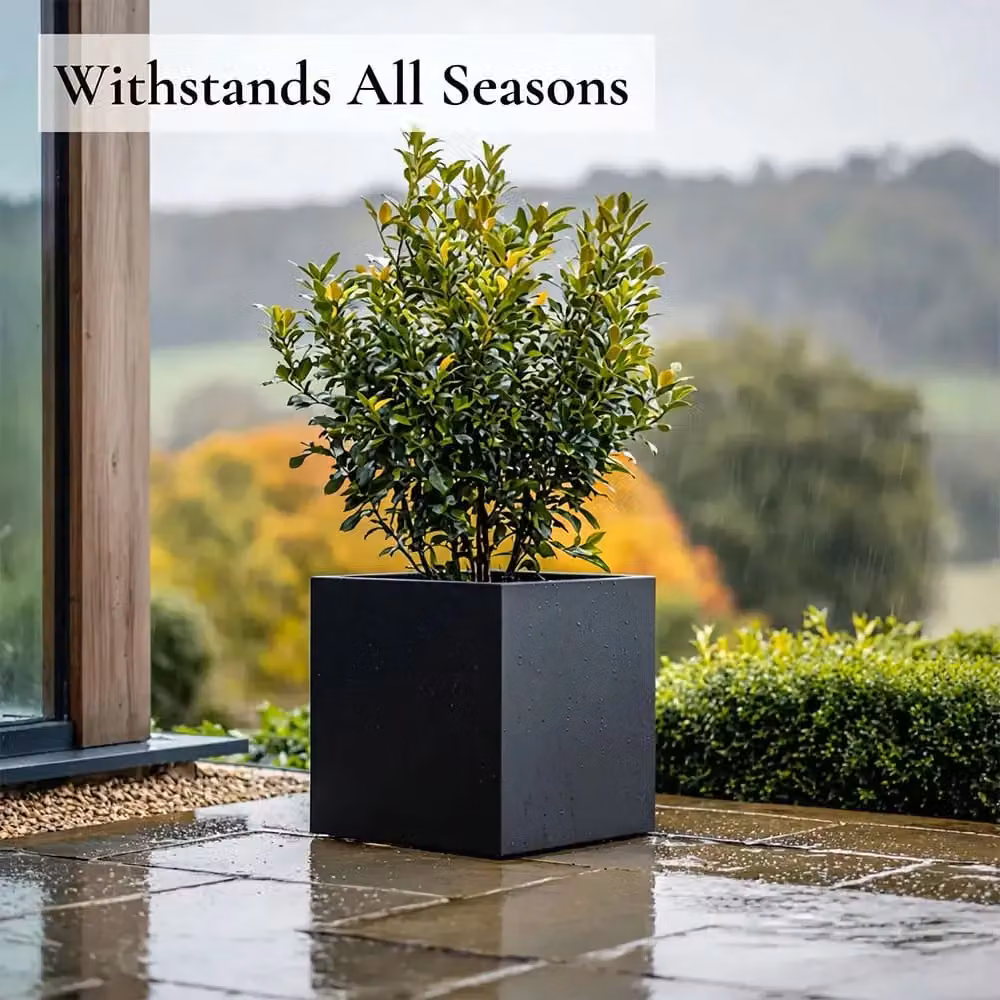 Access Garden Products Matte Black Square Galvanised Steel Planter Tub, 30 cm – 3