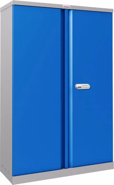 Phoenix Safe Company SCL1491GBE Steel Storage Cupboard in Grey and Blue with Electronic Lock, H 140 cm x W 100 cm – 1
