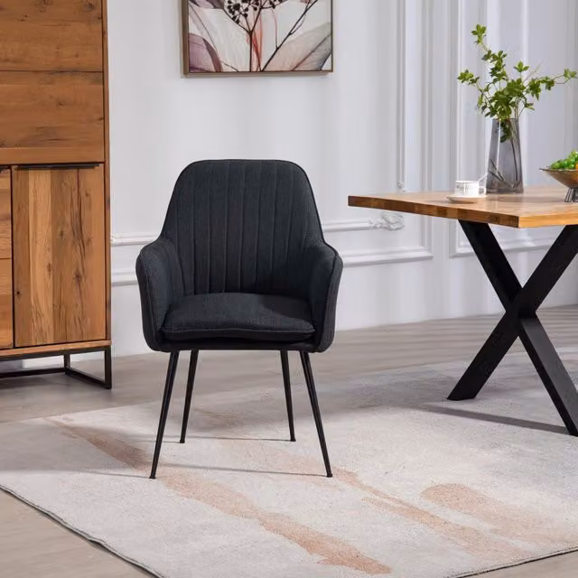 Artemis Home Set of 2 Carrara Fabric Dining Chairs in Black