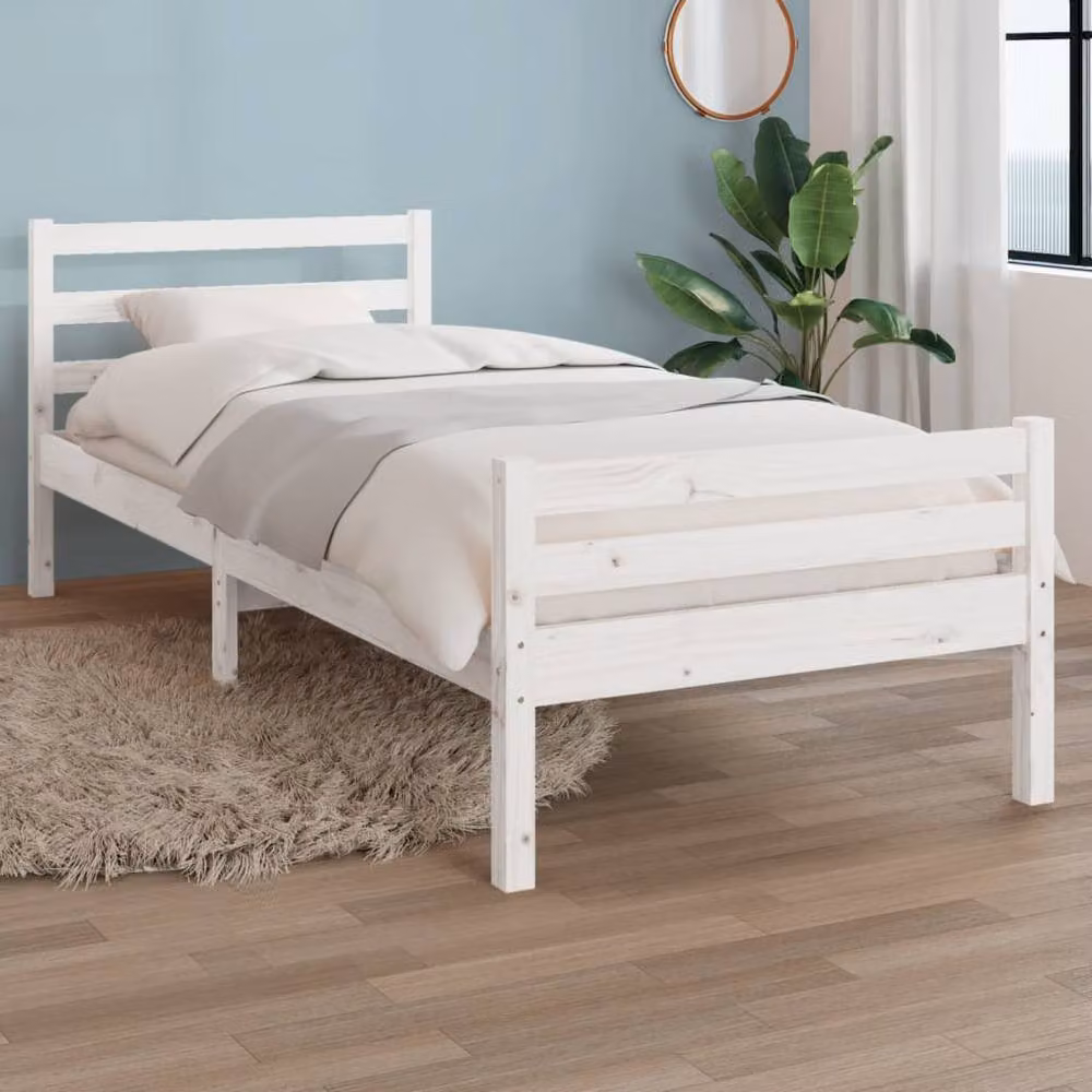 Berkfield Home Beautiful White Solid Pine Wood Bed Frame W/D/H: 205.5 x 100 x 69.5 cm – 2