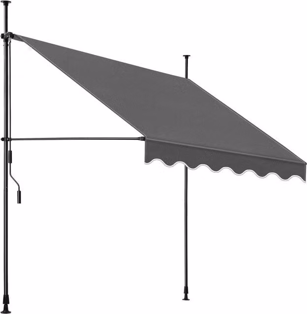tectake Height Adjustable Awning with Hand Crank in Grey and Multicolour, W: 180 cm, H: 150 cm