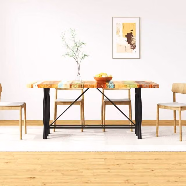 Berkfield Home Rectangular Dining Table in Brown Solid Reclaimed Wood, Width: 180 cm