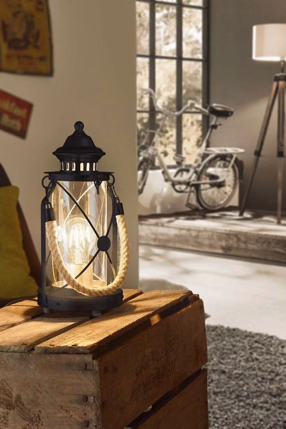 Eglo Bradford Black Metal and Transparent Glass Cylinder Table Lamp – 2