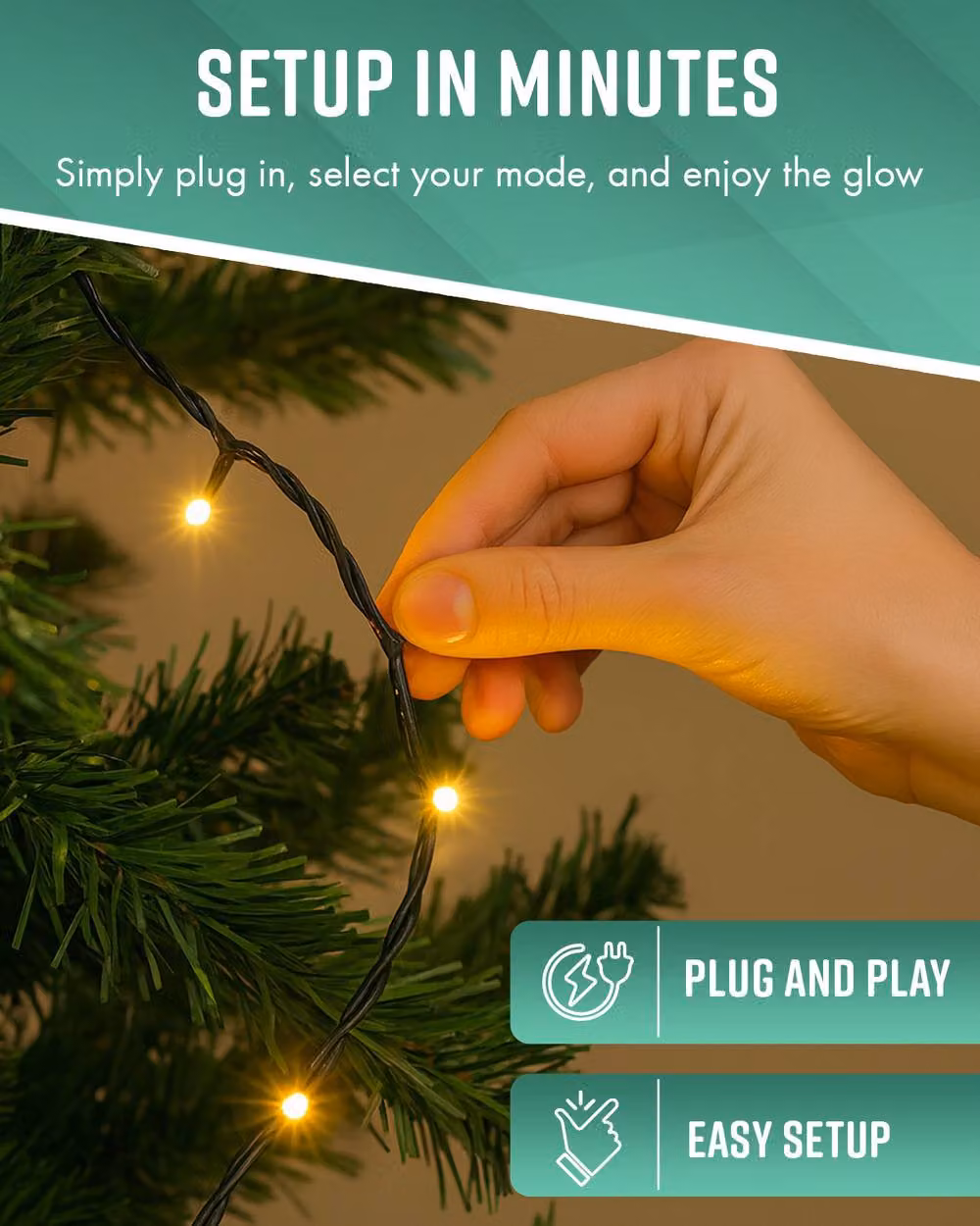 Globrite Warm White LED String Fairy Lights with Remote Control and Timer, 500 LED, White – 4