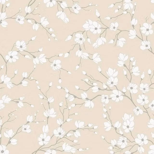 I Love Wallpaper Spring Blossom Floral Botanical Wallpaper in Beige and Yellow