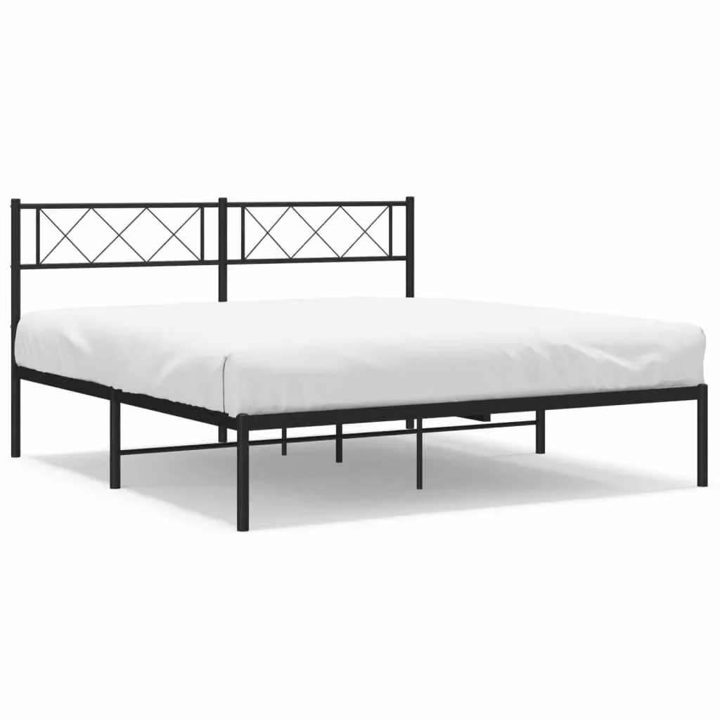 Berkfield Home Metal Bed Frame with Headboard, Black, W: 160 cm, D: 200 cm – 2
