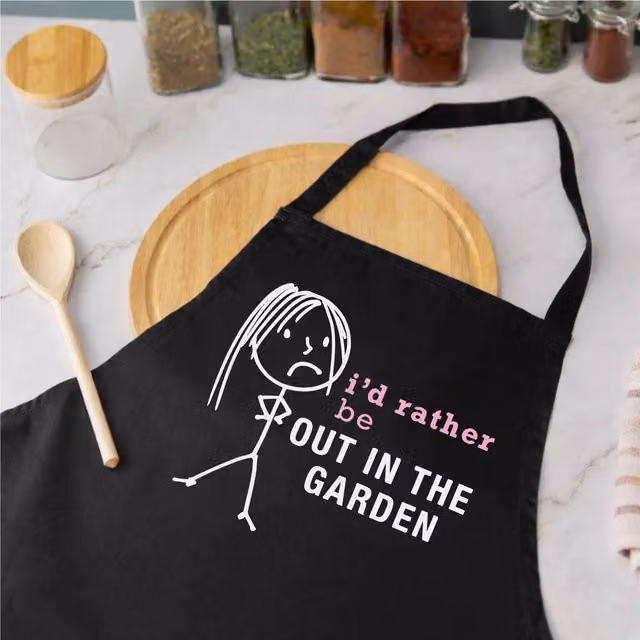 60 Second Makeover Women's I'd Rather Be Out In The Garden Apron in Black – 1