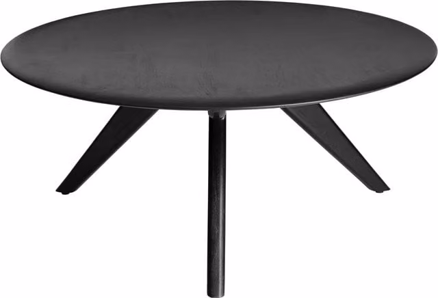 MH London Marcel Mid-Century Round Solid Wood Coffee Table in Black
