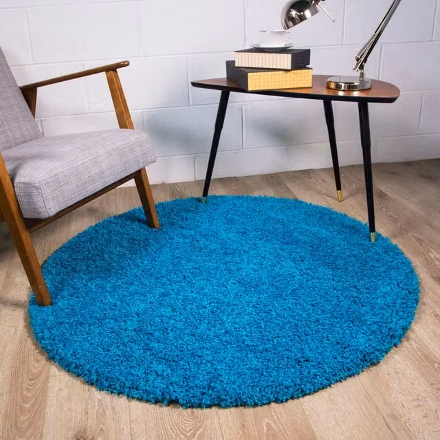 The Rug House Soft Value Shaggy Square Area Rug in Petrol Blue, W x D: 135 x 135 cm
