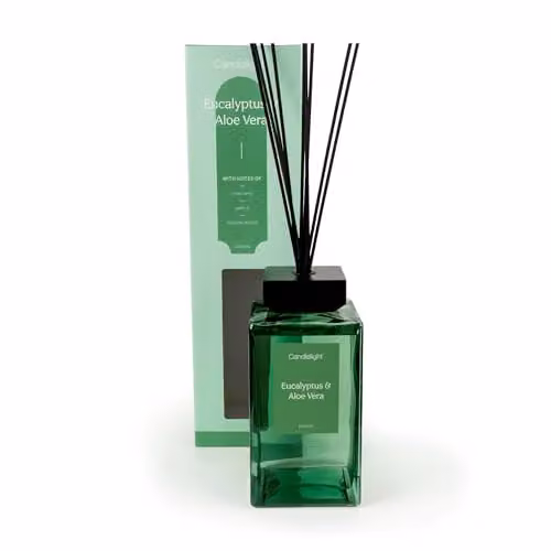 Candlelight Square Glass Reed Diffuser in Green with Fresh Natural Scent