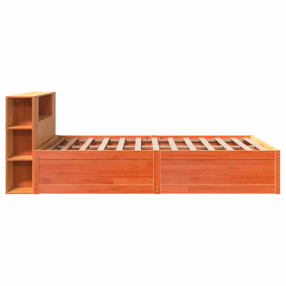Berkfield Home Beautiful Solid Wood Bed Frame in Waxed Brown, W/D/H: 140 x 190 x 82 cm – 3
