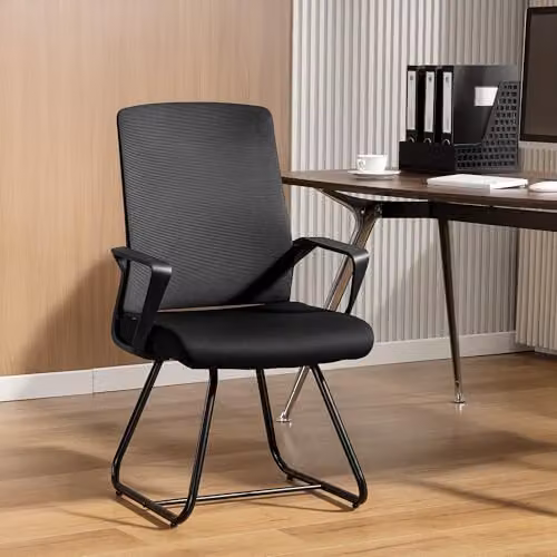 HOMCOM Black Mesh and Fabric Desk Chair with Armrests for Home or Office – 4