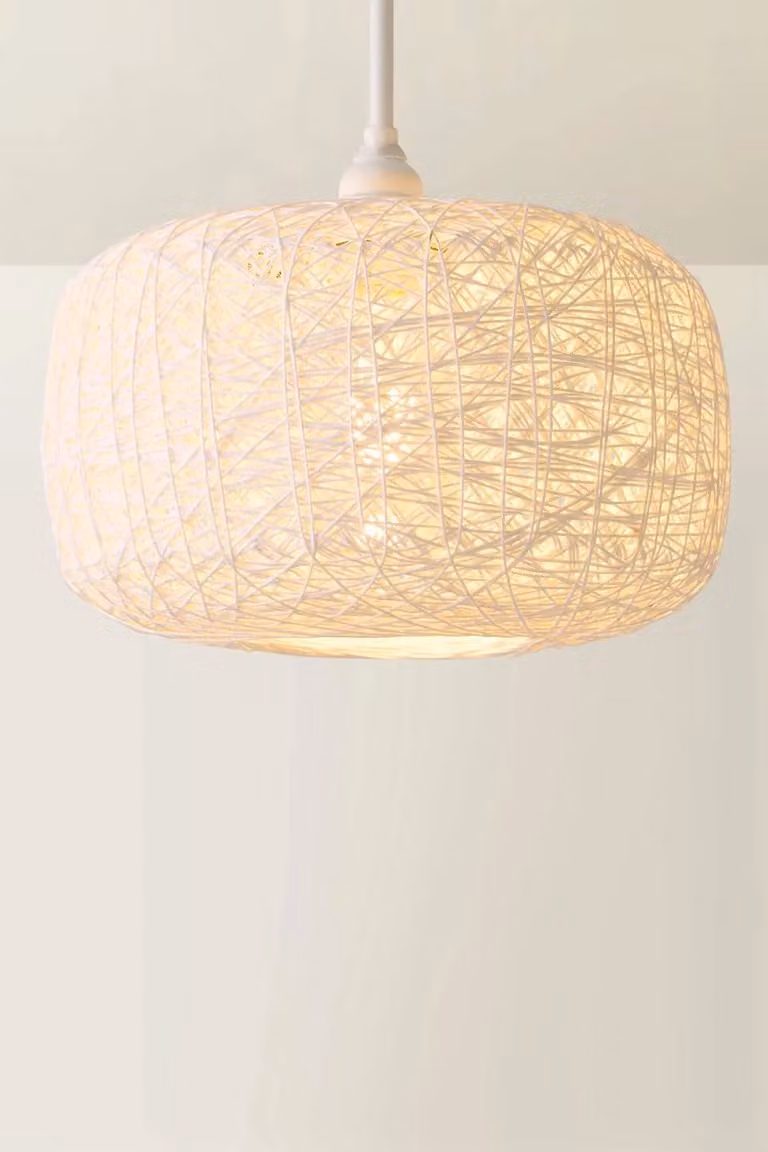 ValueLights Bjorn White Round Boho Ceiling Pendant Shade with Reducer Ring