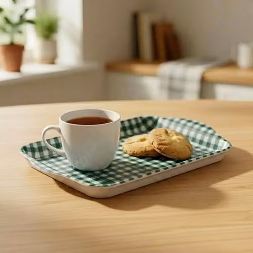 Zeal Mini Melamine Serving Tray with Handles, Green, W: 18 cm, D: 14 cm – 2