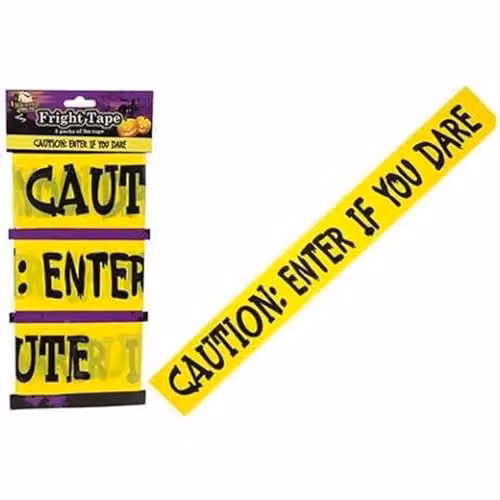 Haunted House Halloween Printed Fright Tape in Black and Yellow
