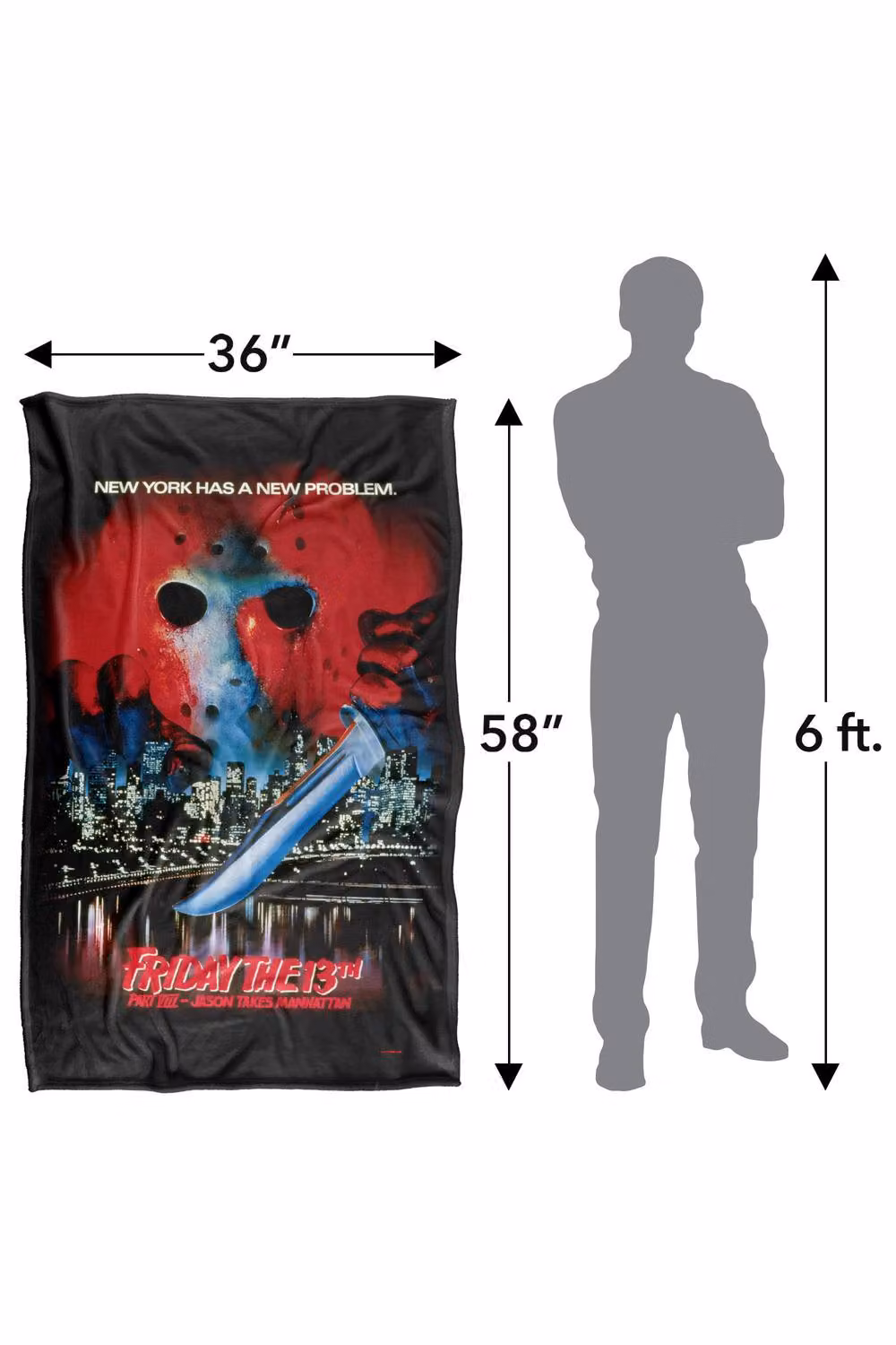 LOGOVISION Friday The 13th Jason Takes Manhattan Poster Super Soft Fleece Throw Blanket, Multicolour, W/D/H: 91 x 147 cm – 8