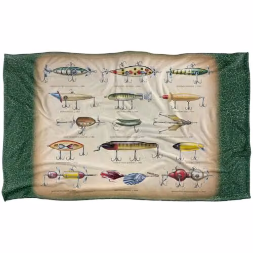 JQ Licensing Antique Flyfishing Lure Panel Super Soft Fleece Throw Blanket, Multicolour, W: 91 cm, D: 147 cm