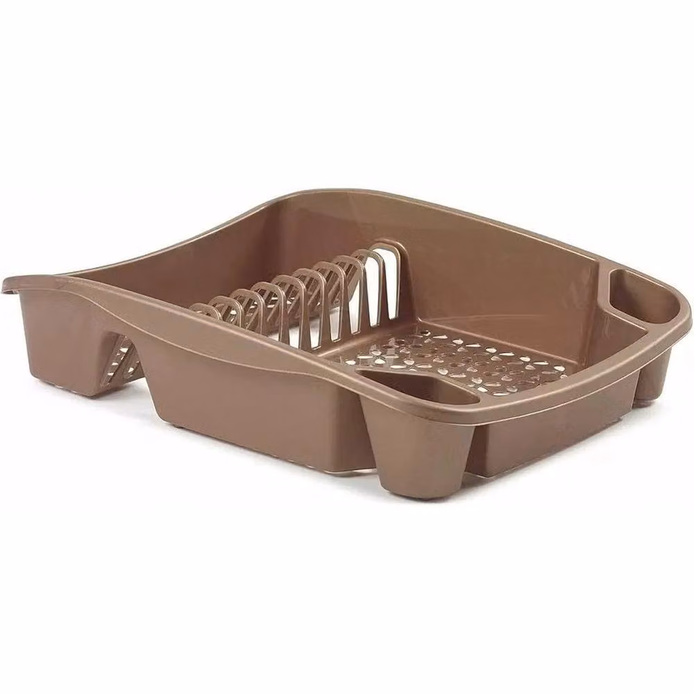 NESTLUNE Rose Gold and Bronze Plastic Kitchen Sink Dish Drainer with Cutlery Holder, W: 100 cm, D: 15 cm, H: 15 cm – 2