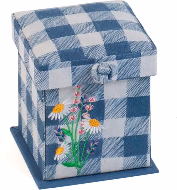Hobby Gift Victorian Style Square Filled Sewing Kit in Wild Floral Blue