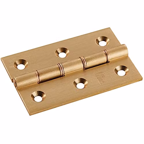 Loops Pair of Satin Brass Washered Butt Hinges for Internal Doors, W/D/H: 76 x 50 x 2.5 mm