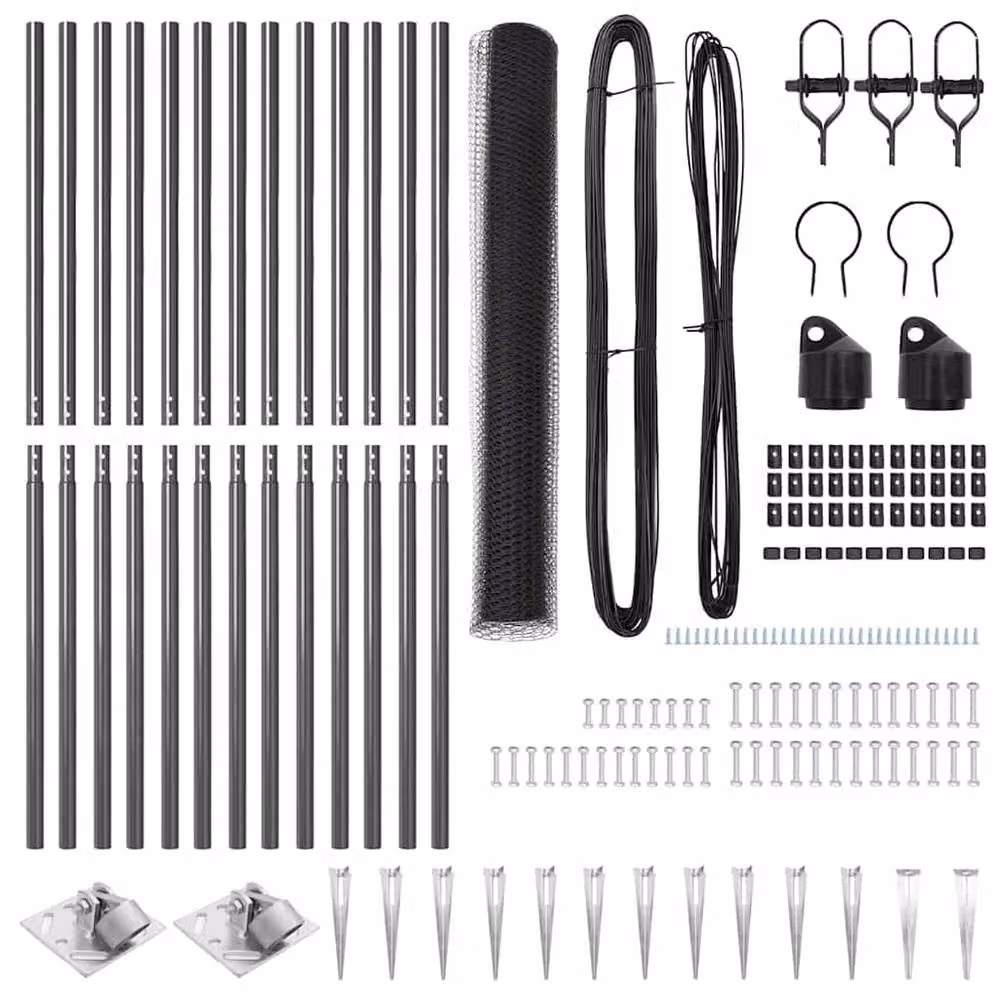 Berkfield Home Grey Steel and PVC Round In-Ground Fencing Set of 2, W: 25 m, H: 1.2 m – 5