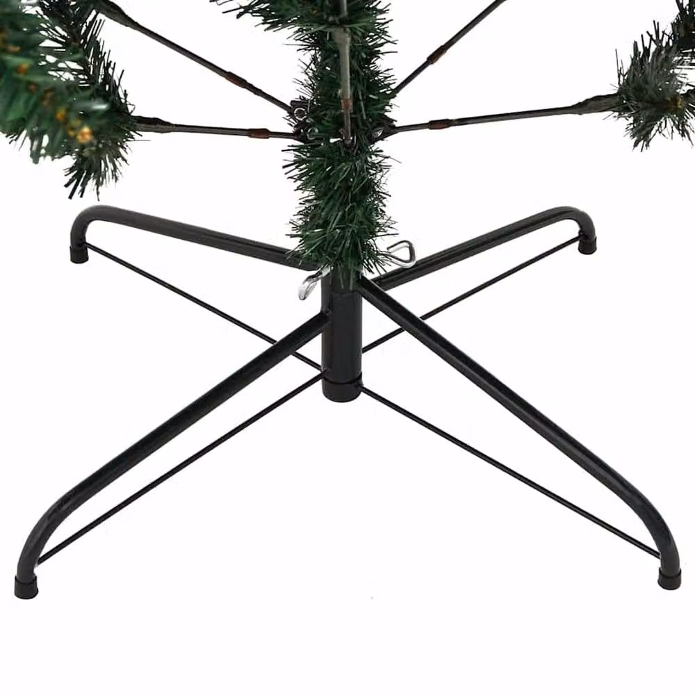 Berkfield Home Artificial Hinged Christmas Tree with 150 LEDs, Green, Height: 150 cm – 4