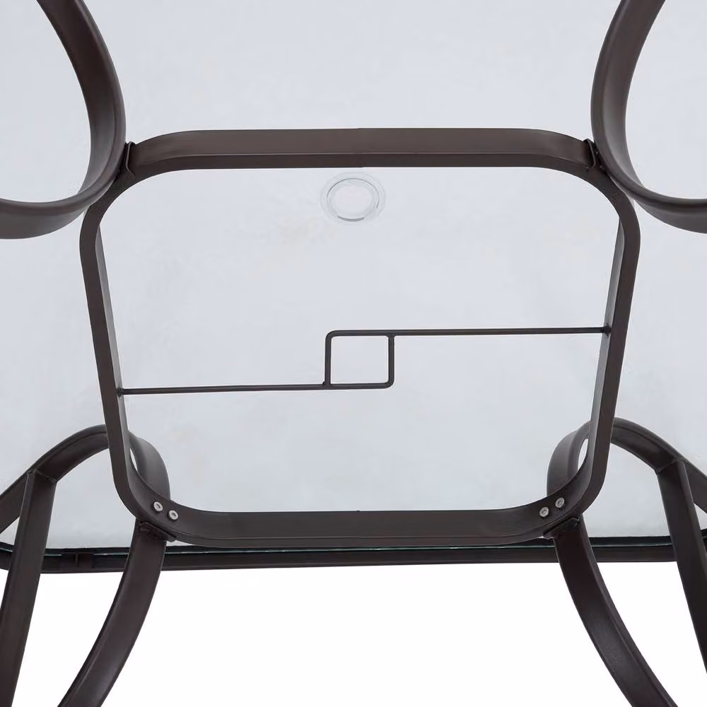 Living and Home Modern Brown Tempered Glass Garden Dining Table – 4