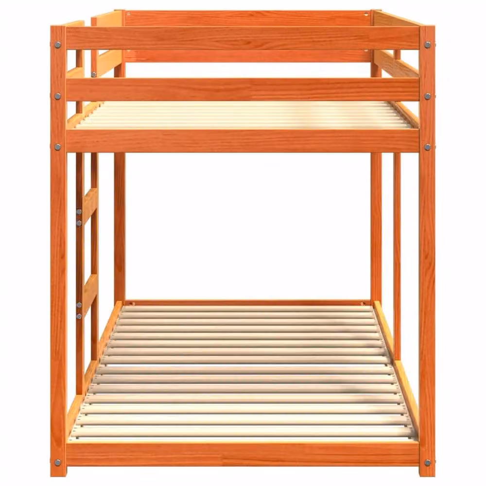Berkfield Home Rustic Wax Brown Solid Wood Pine Bunk Bed W/D/H: 90 x 200 cm – 3