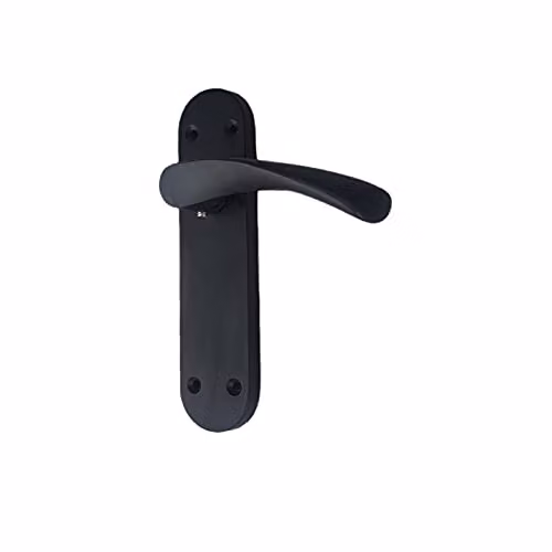 Golden Grace Astrid Door Handles on Backplate, Matt Black, W: 182 mm, H: 45 mm