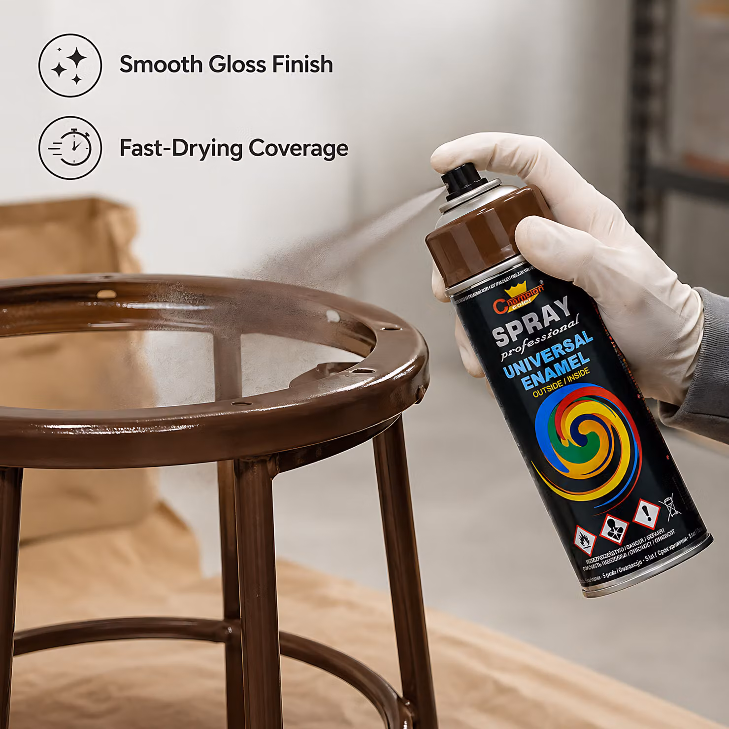 Sola High Gloss Universal Multi-Surface Spray Paint, RAL 8017 Choco Brown, 400 ml – 4