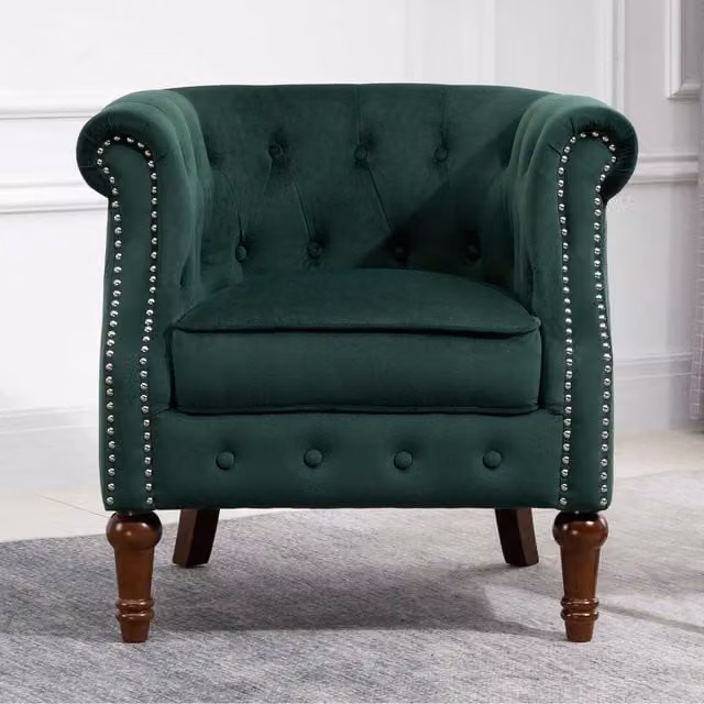 Birlea Freya Chesterfield Accent Chair in Green Velvet Fabric