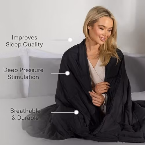 OHS Black Sensory Sleep Therapy Weighted Blanket for Adults, W/D/H: 150 x 200 cm, 8kg – 3