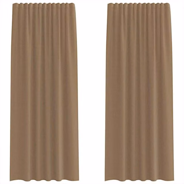 Berkfield Home Plain Transparent Voile Fabric Panel Curtains with Rod Pockets, 2 Pack, Brown