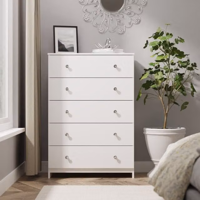 Ready Assembled 2 U Newlyn 5 Drawer Chest in White