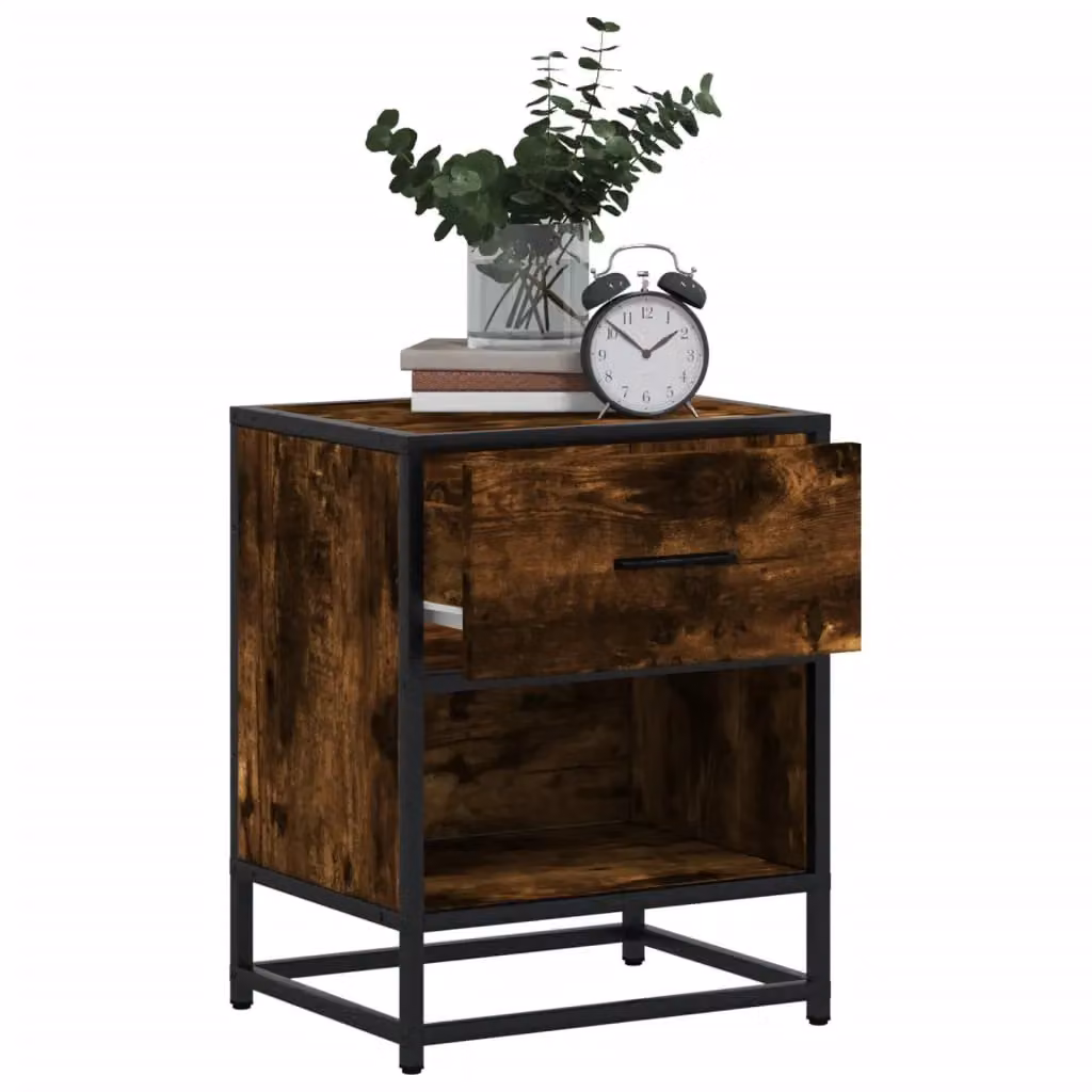 Berkfield Home Set of 2 Bedside Cabinets in Smoked Oak Brown, W/D/H: 40 x 31 x 50 cm – 4