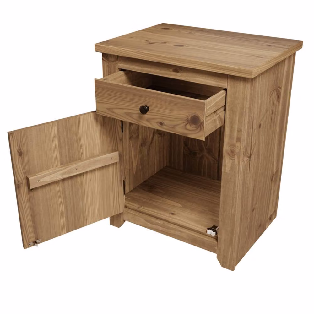 Wyld Haus Tralee Rustic Waxed Pine Bedside Cabinet in Brown, W/D/H: 39 x 53 x 65 cm – 3