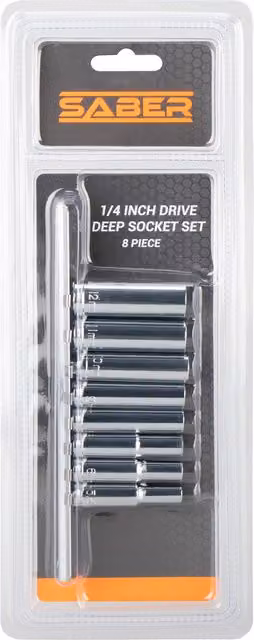 Saber 8 Piece Deep Socket Set in Silver