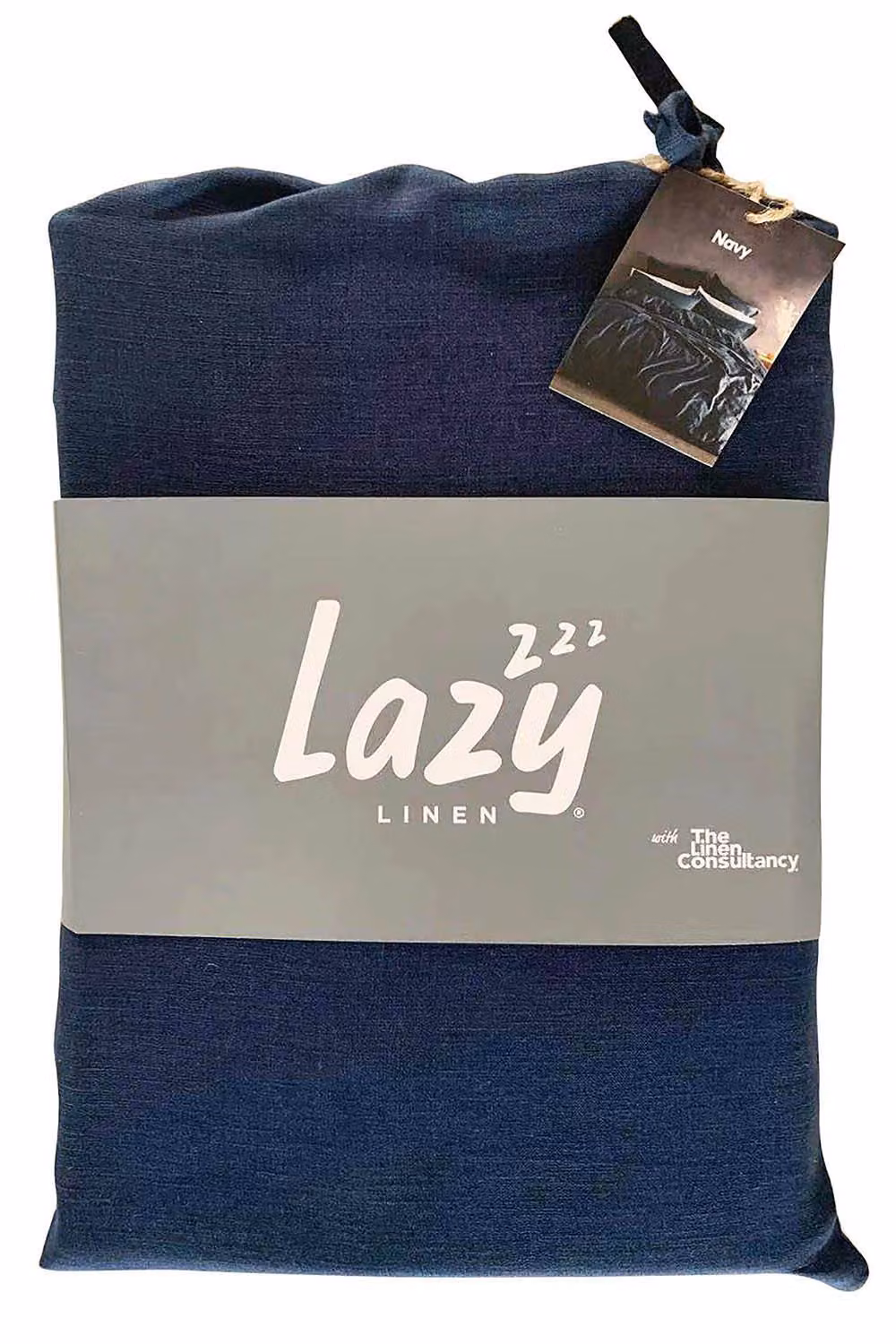 Lazy Linen Navy Blue Single Bedding Bundle including Duvet Cover, Pillowcase Pair and Fitted Sheet – 2