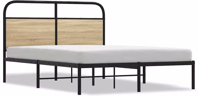 Berkfield Home Small Double Bed Frame in Sonoma Oak Wood and Metal, Brown, W/D/H: 120 x 190 cm