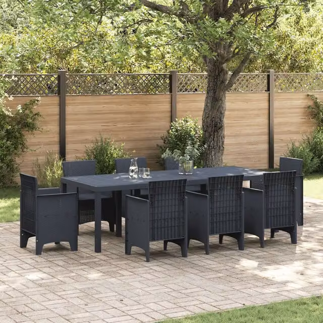 Berkfield Home Garden Table in Anthracite Poly Rattan, W/D/H: 250 x 100 x 73 cm