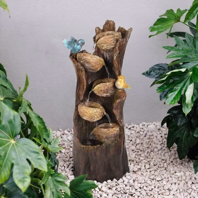 Primrose Birds Nest Family Tree Tiered Cascade Outdoor Garden Water Feature in Sand
