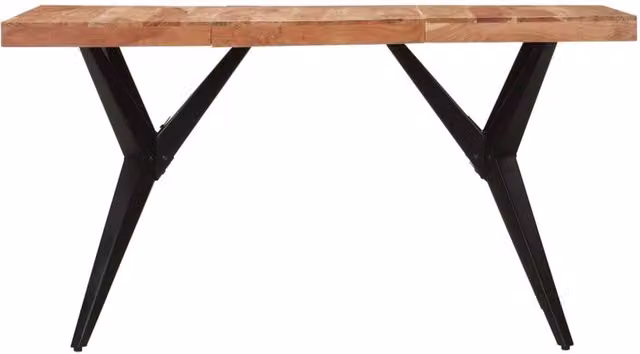 Berkfield Home Black Acacia Solid Wood Rectangular Dining Table W/D/H: 140 x 70 x 76 cm – 1